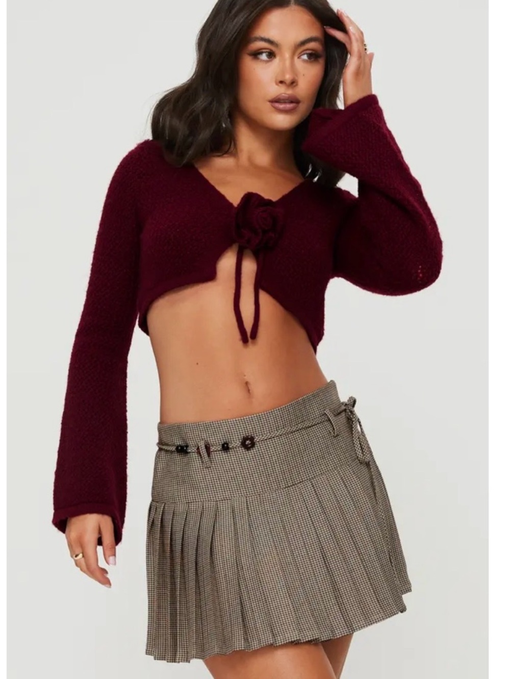 Princess Polly- Pleated Houndstooth Miniskirt. Size: 4 - Picture 2 of 10